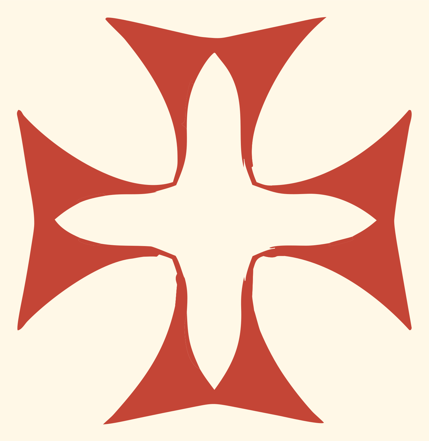 Hand-Drawn Maltese Cross Icon #fff8e7/#c44536