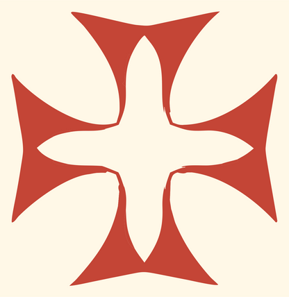 Hand-Drawn Maltese Cross Icon #fff8e7/#c44536