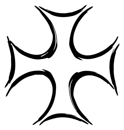 Hand-Drawn Maltese Cross Mark #ffffff/#000000