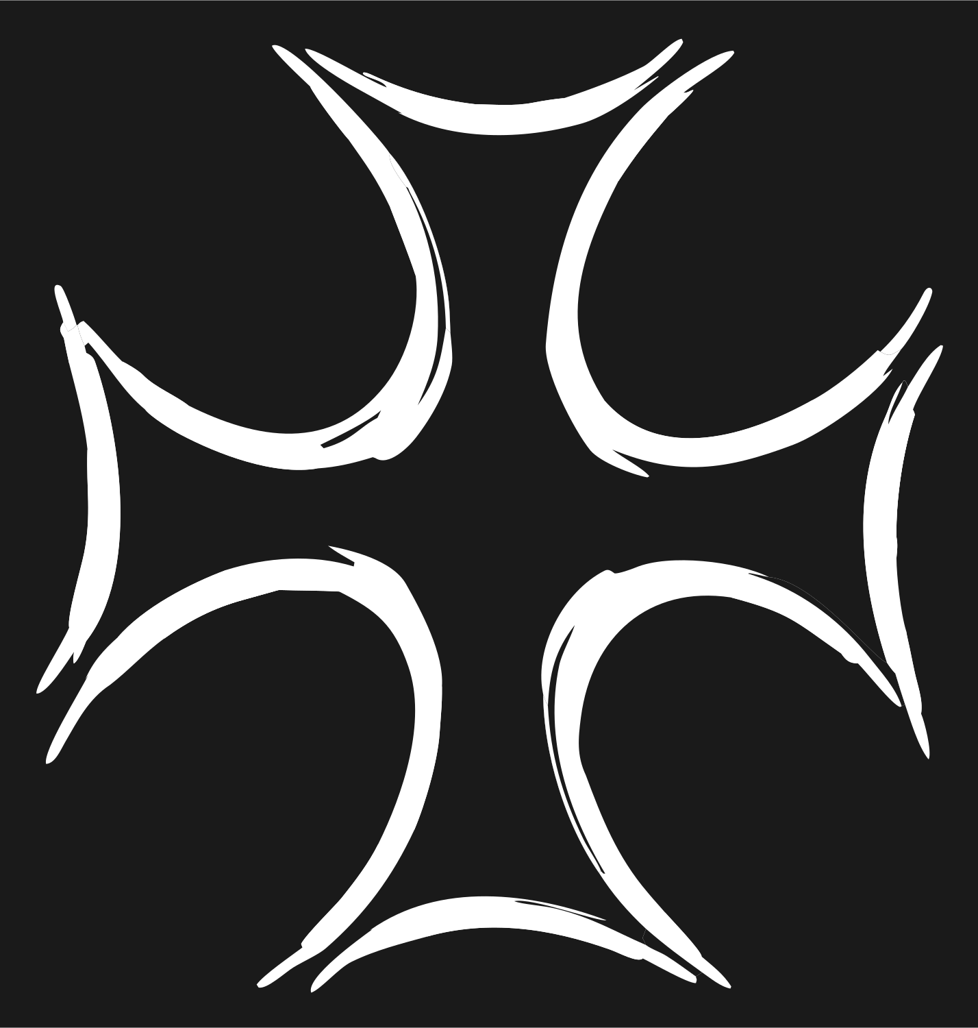Hand-Drawn Maltese Cross Mark #1a1a1a/#ffffff