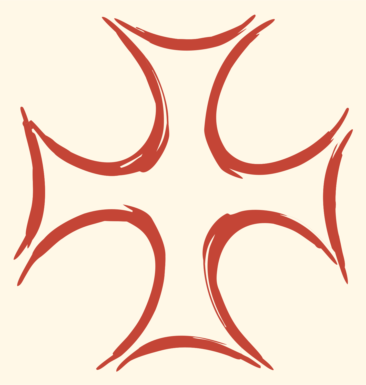 Hand-Drawn Maltese Cross Mark #fff8e7/#c44536