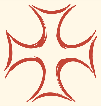 Hand-Drawn Maltese Cross Mark #fff8e7/#c44536