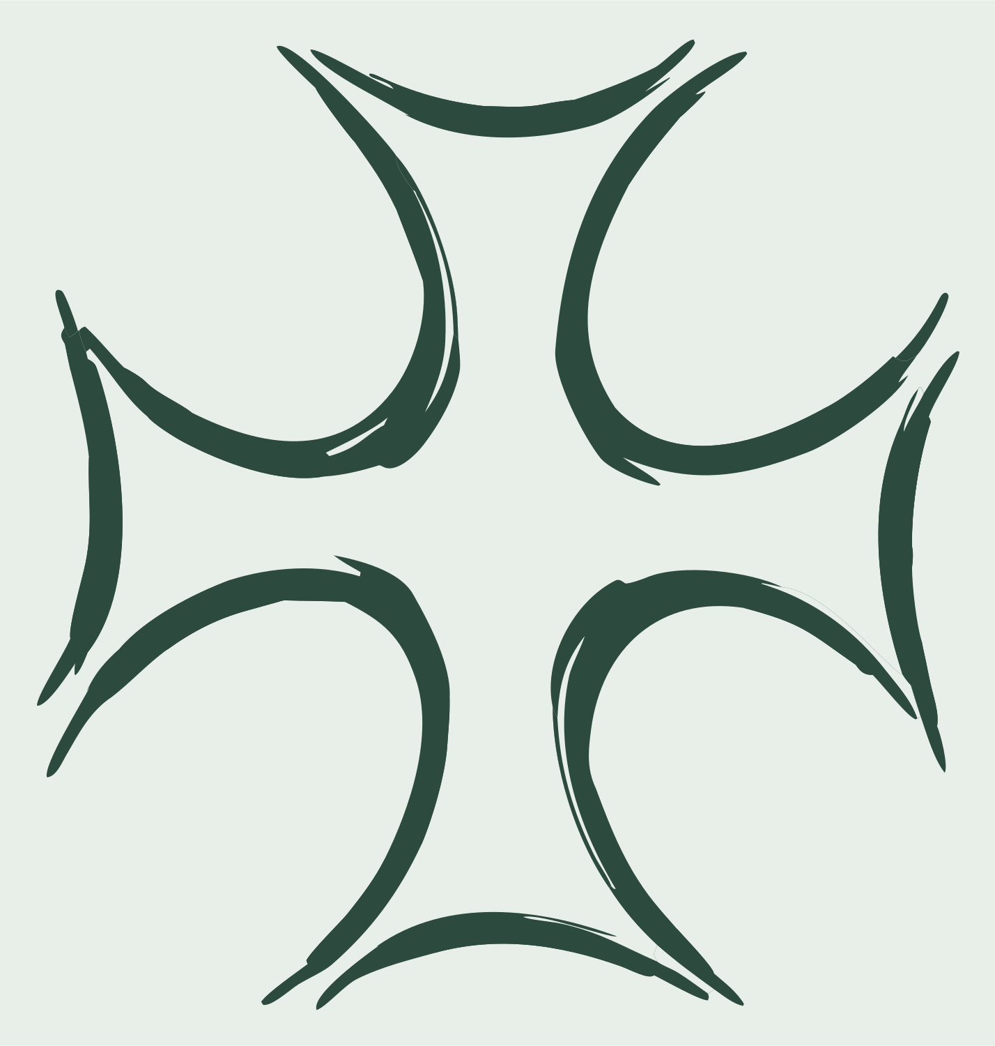 Hand-Drawn Maltese Cross Mark #e8efe9/#2d4a3e
