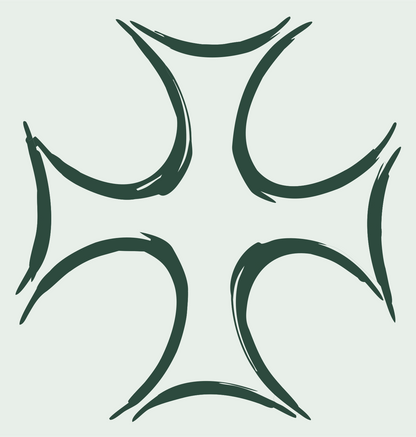 Hand-Drawn Maltese Cross Mark #e8efe9/#2d4a3e