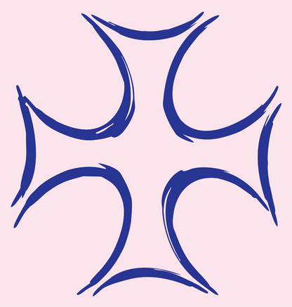 Hand-Drawn Maltese Cross Mark #fce4ec/#283593