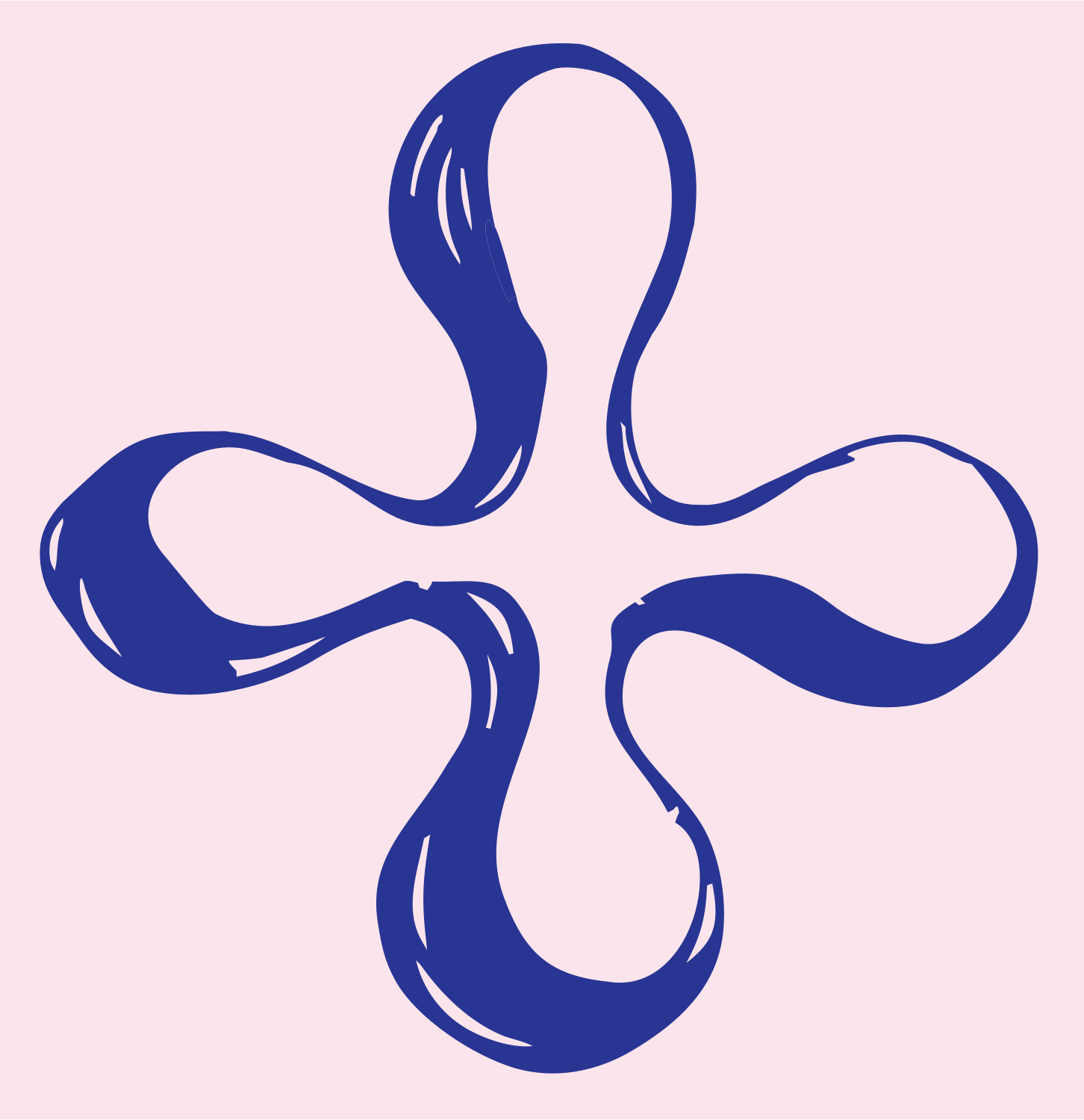 Hand-Drawn Fluid Cross Mark #fce4ec/#283593