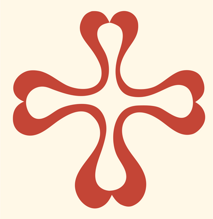 Organic Teardrop Cross Mark #fff8e7/#c44536