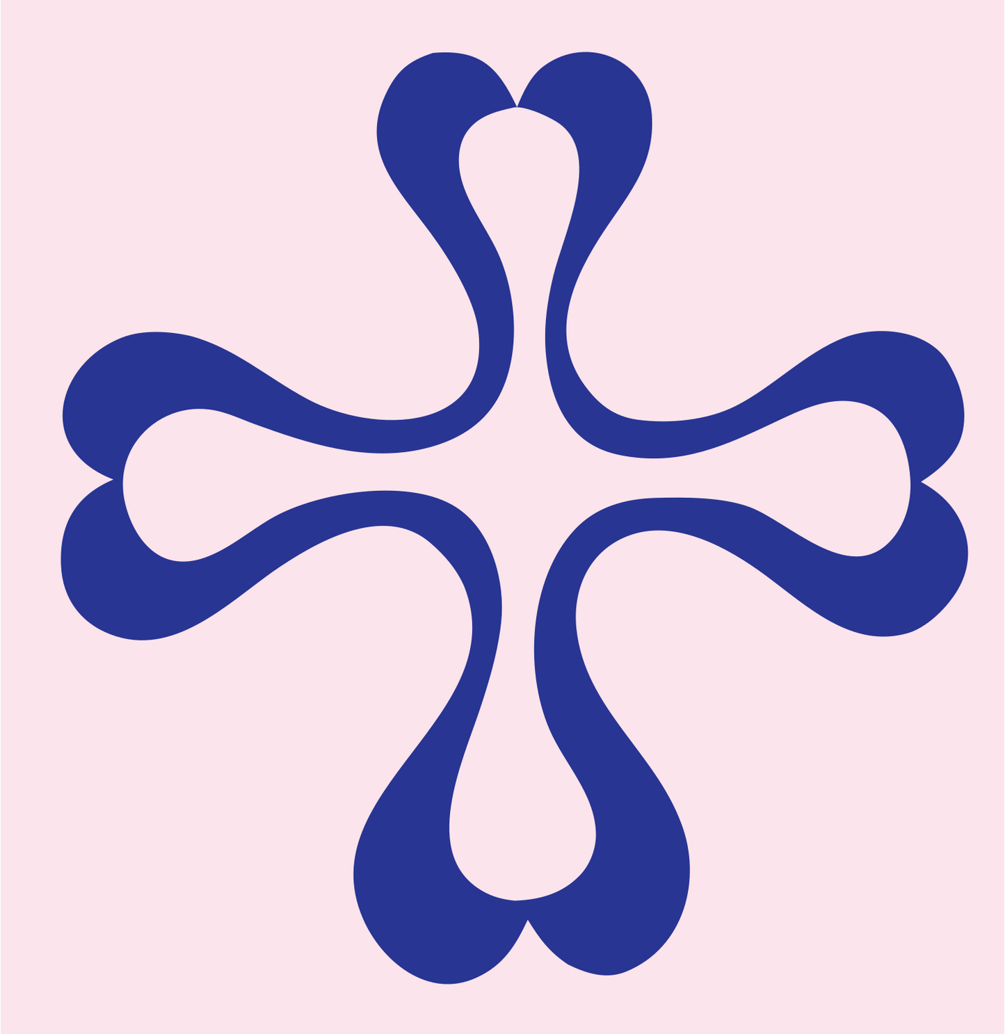 Organic Teardrop Cross Mark #fce4ec/#283593