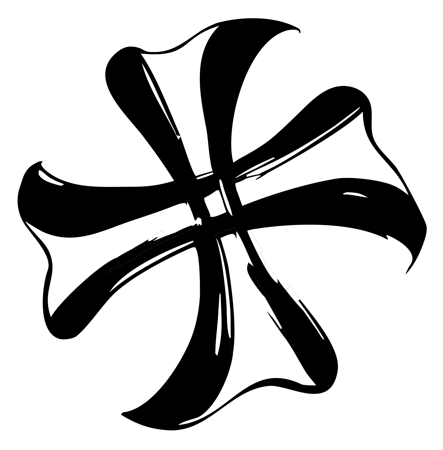Hand-Drawn Pinwheel Cross Badge #ffffff/#000000