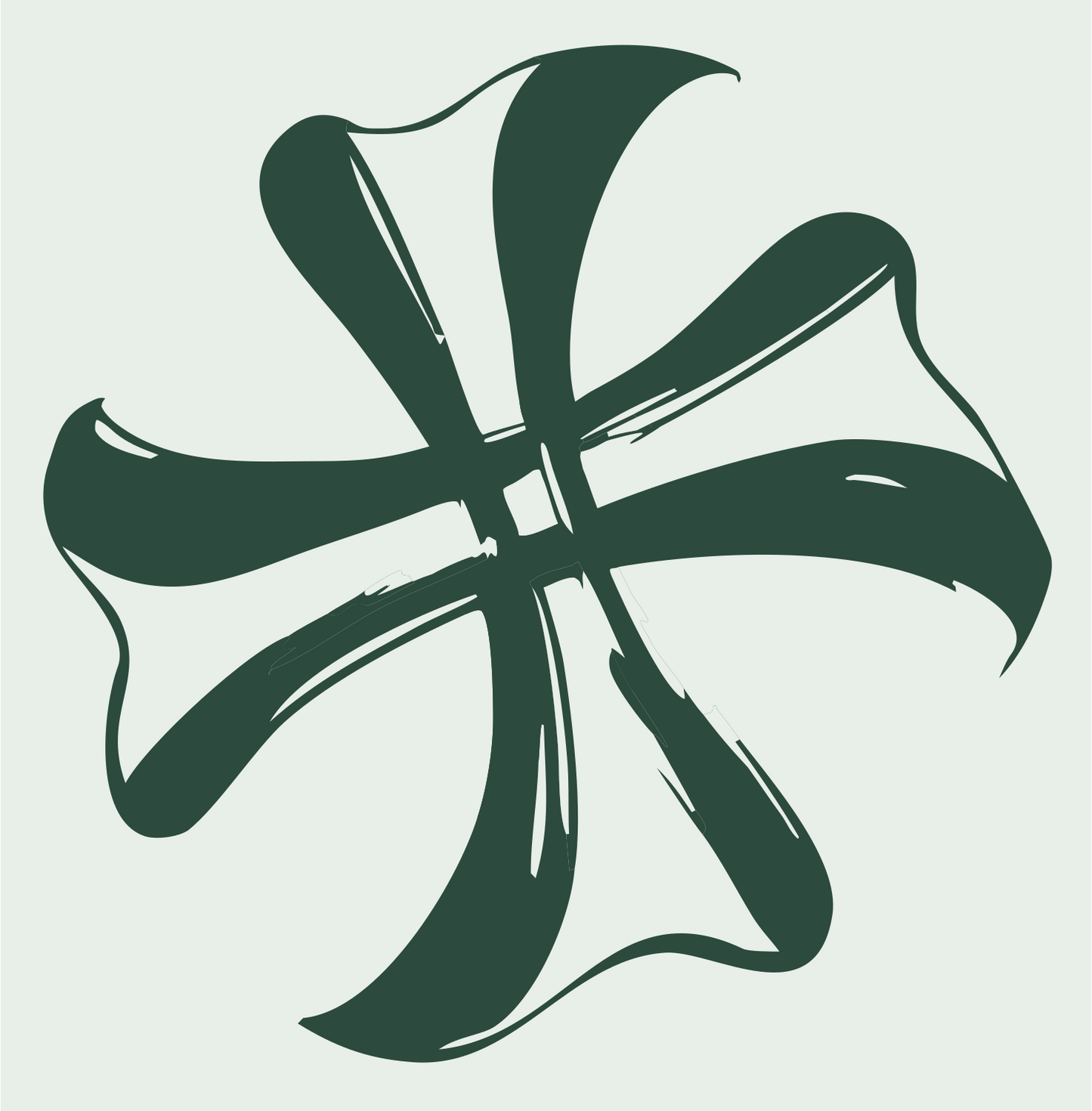 Hand-Drawn Pinwheel Cross Badge #e8efe9/#2d4a3e
