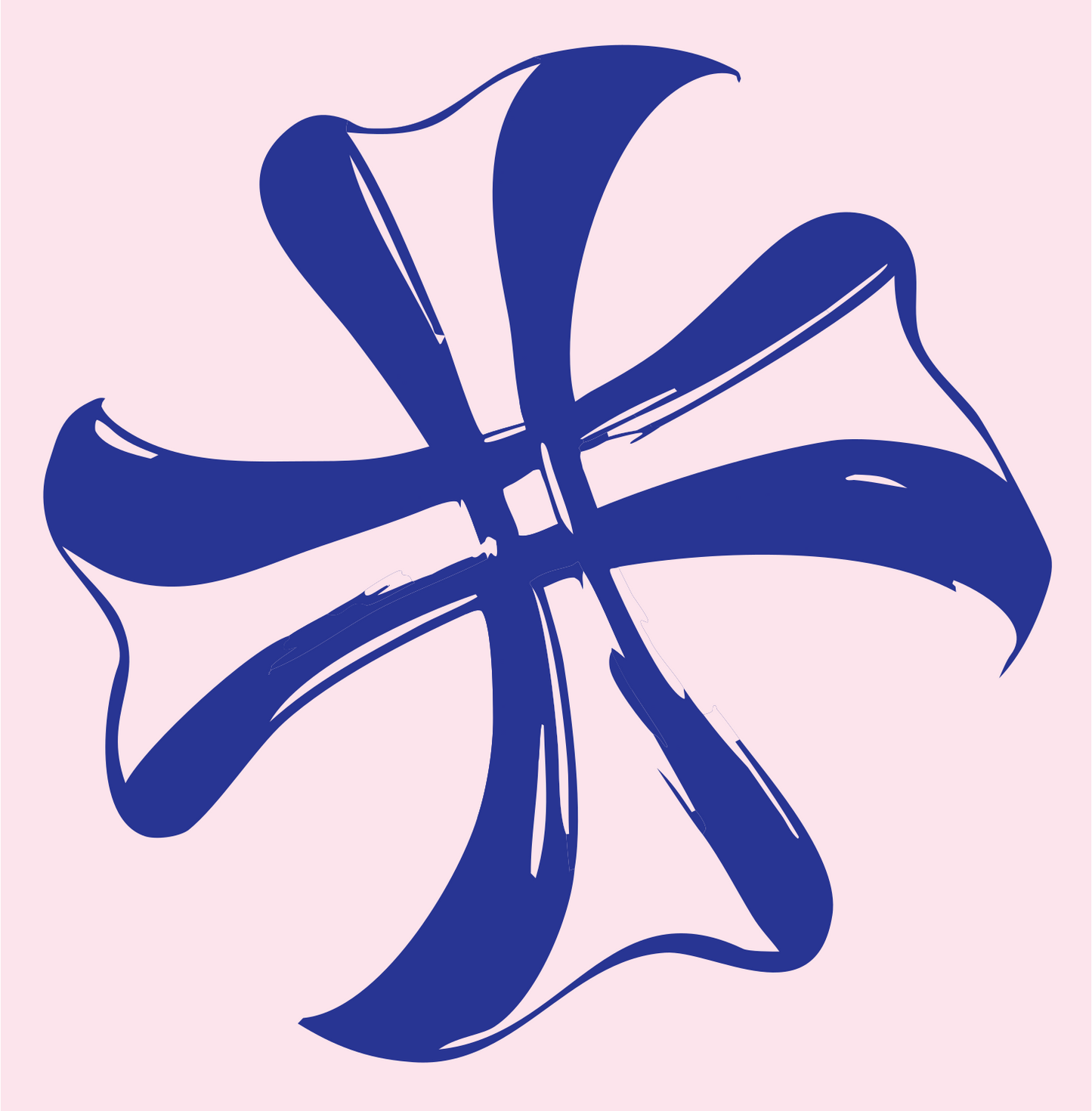 Hand-Drawn Pinwheel Cross Badge #fce4ec/#283593