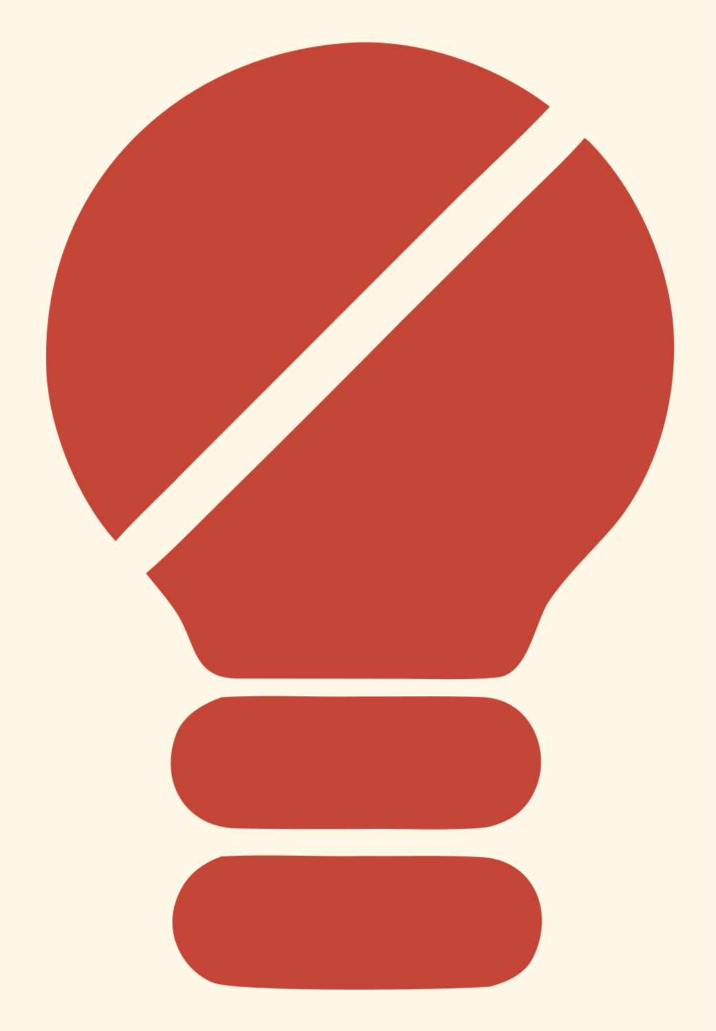 Geometric Light Bulb slash Mark #fff8e7/#c44536