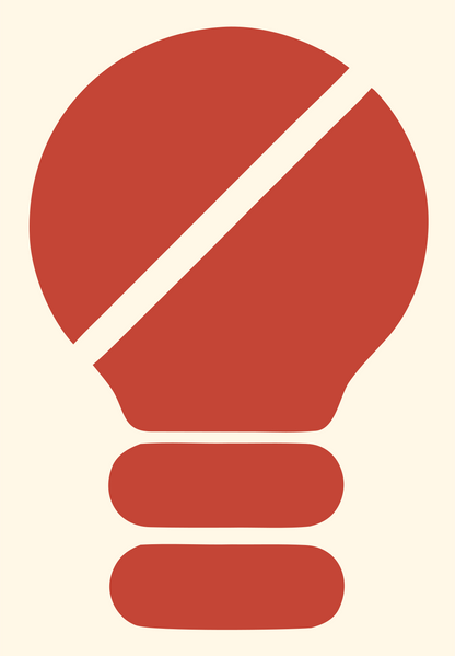 Geometric Light Bulb slash Mark #fff8e7/#c44536