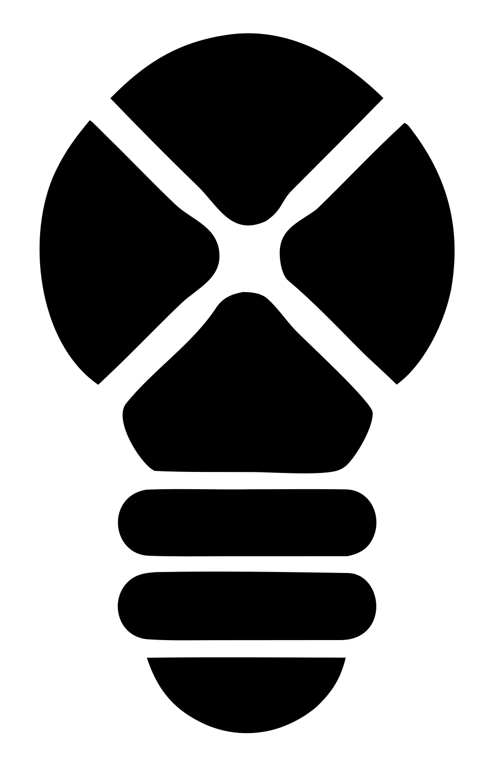 Geometric Light Bulb Segmented Icon #ffffff/#000000