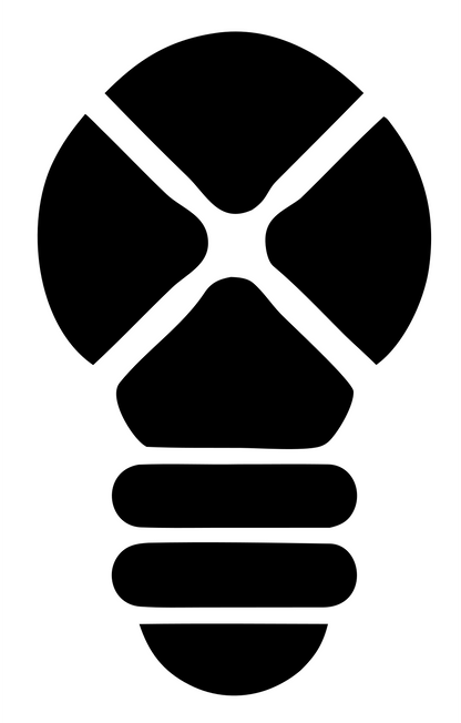 Geometric Light Bulb Segmented Icon #ffffff/#000000