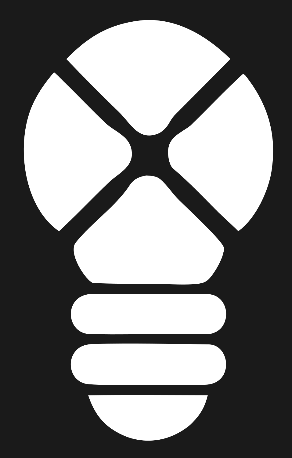 Geometric Light Bulb Segmented Icon #1a1a1a/#ffffff
