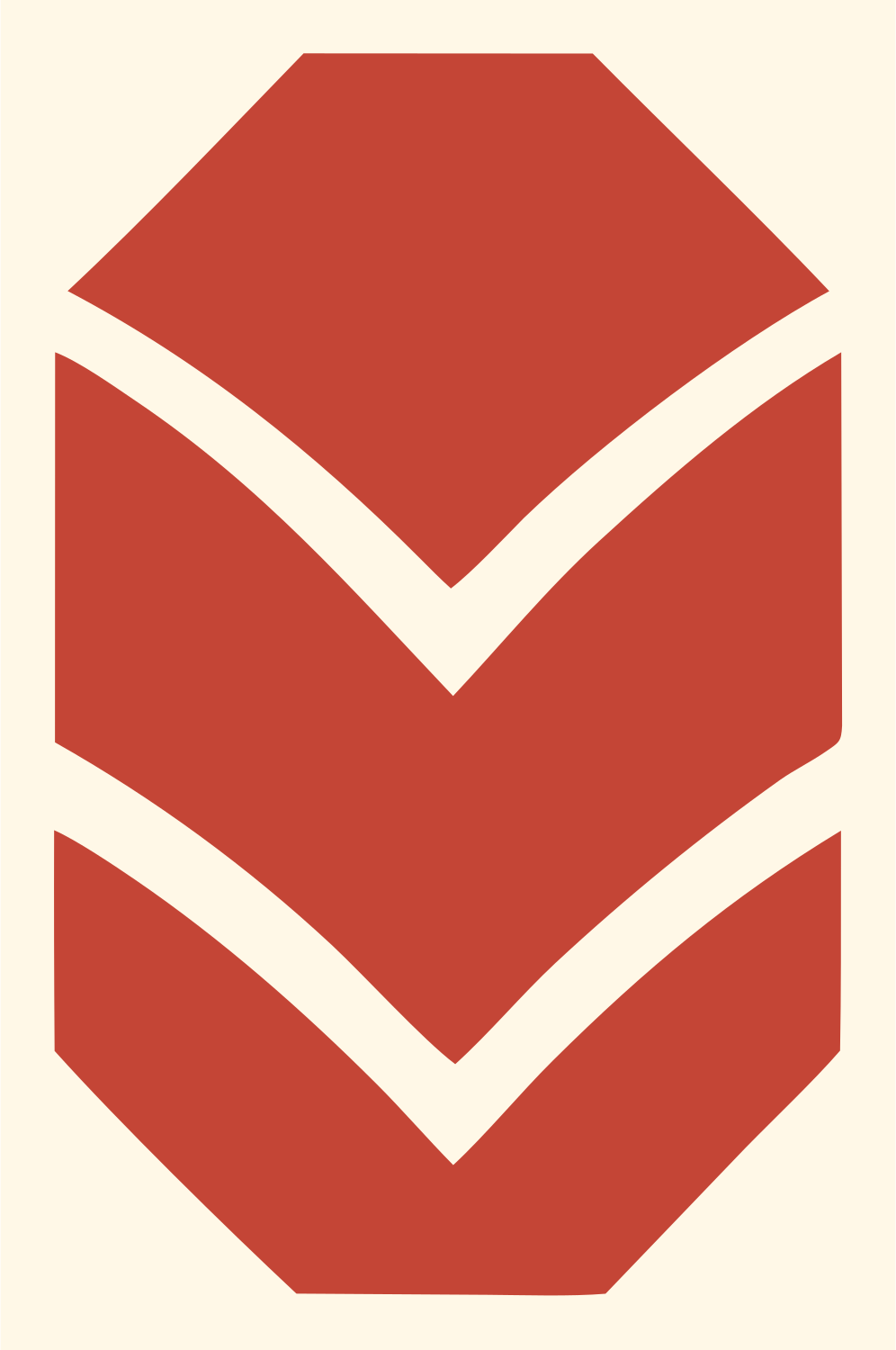 Bold Chevron Bulb Badge #fff8e7/#c44536