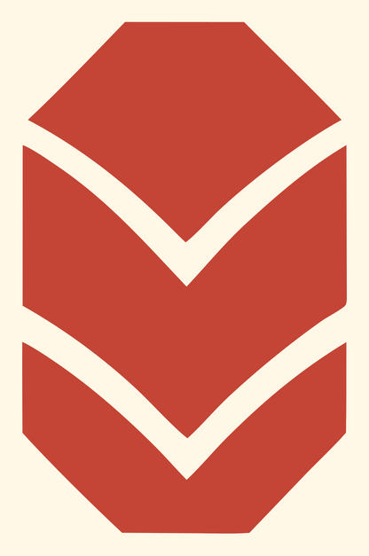 Bold Chevron Bulb Badge #fff8e7/#c44536