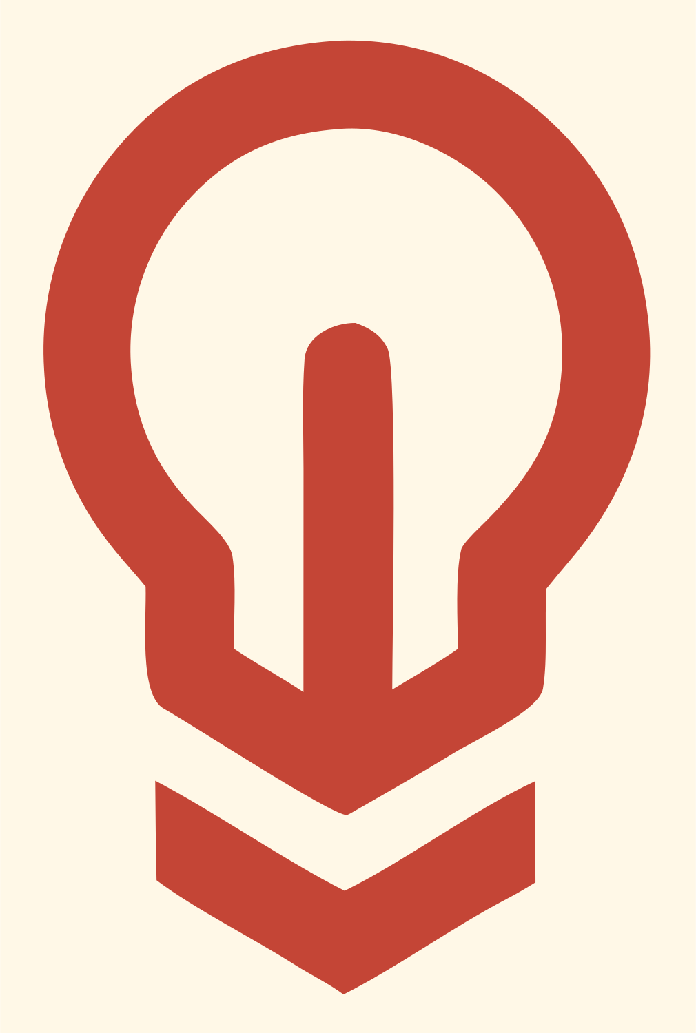 Monoline Bulb Arrow Badge #fff8e7/#c44536
