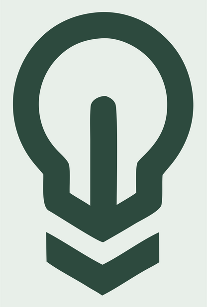 Monoline Bulb Arrow Badge #e8efe9/#2d4a3e