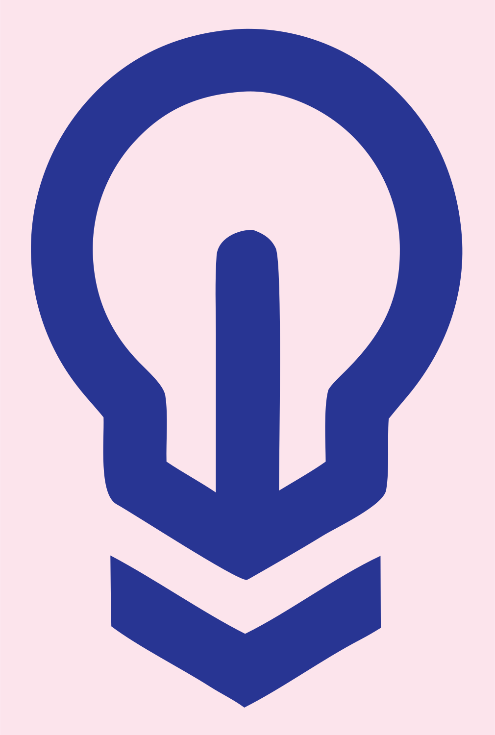 Monoline Bulb Arrow Badge #fce4ec/#283593
