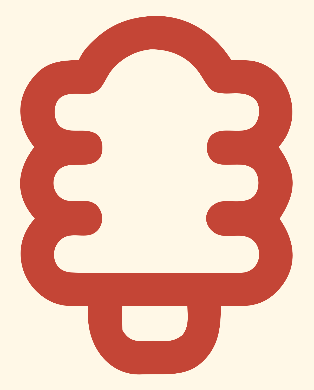 Monoline Tree Bulb Icon #fff8e7/#c44536