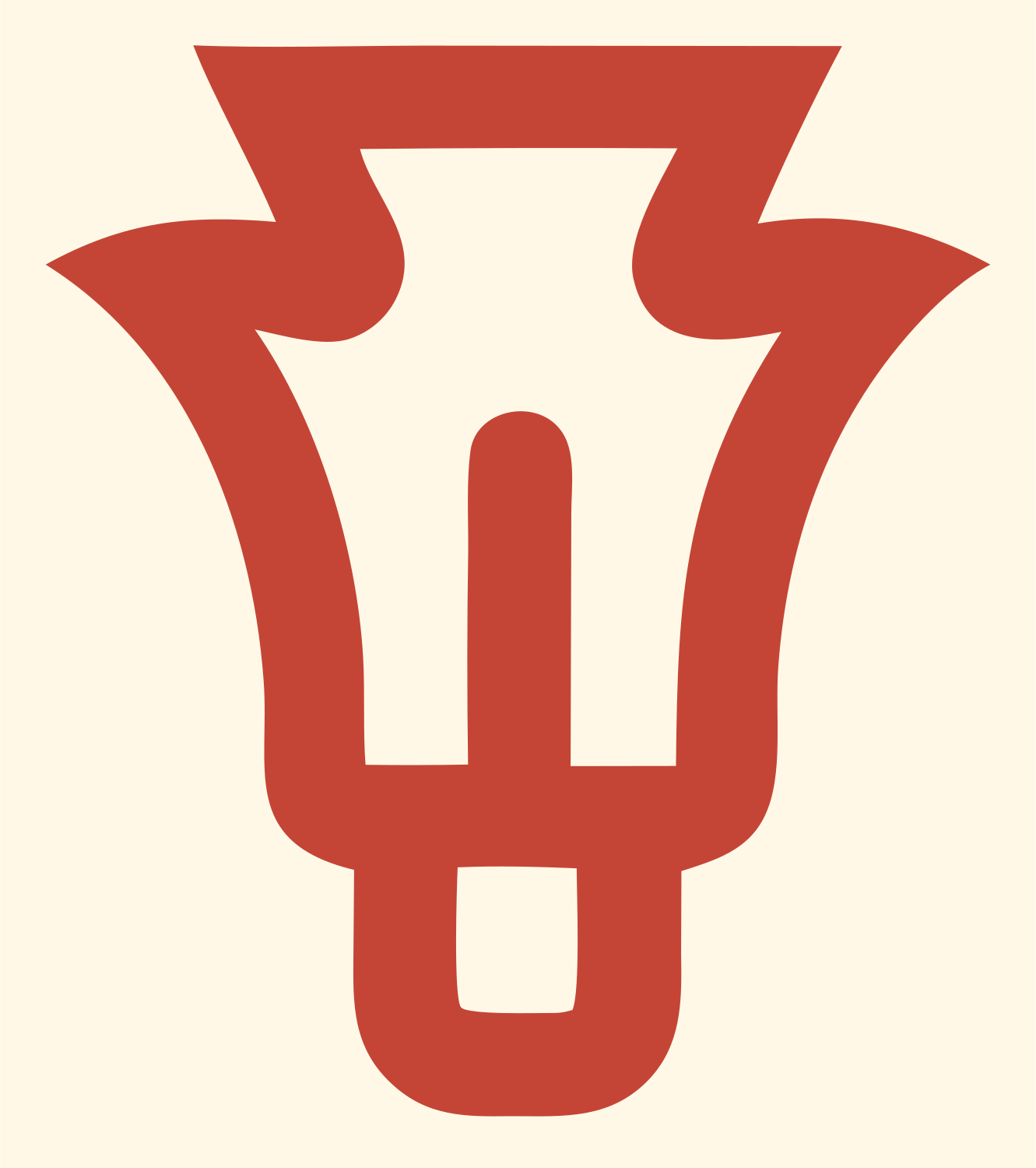 Monoline Inverted Bulb Crest #fff8e7/#c44536