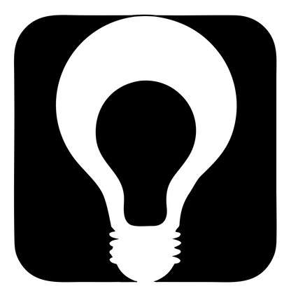 Negative Space Light Bulb Badge #ffffff/#000000