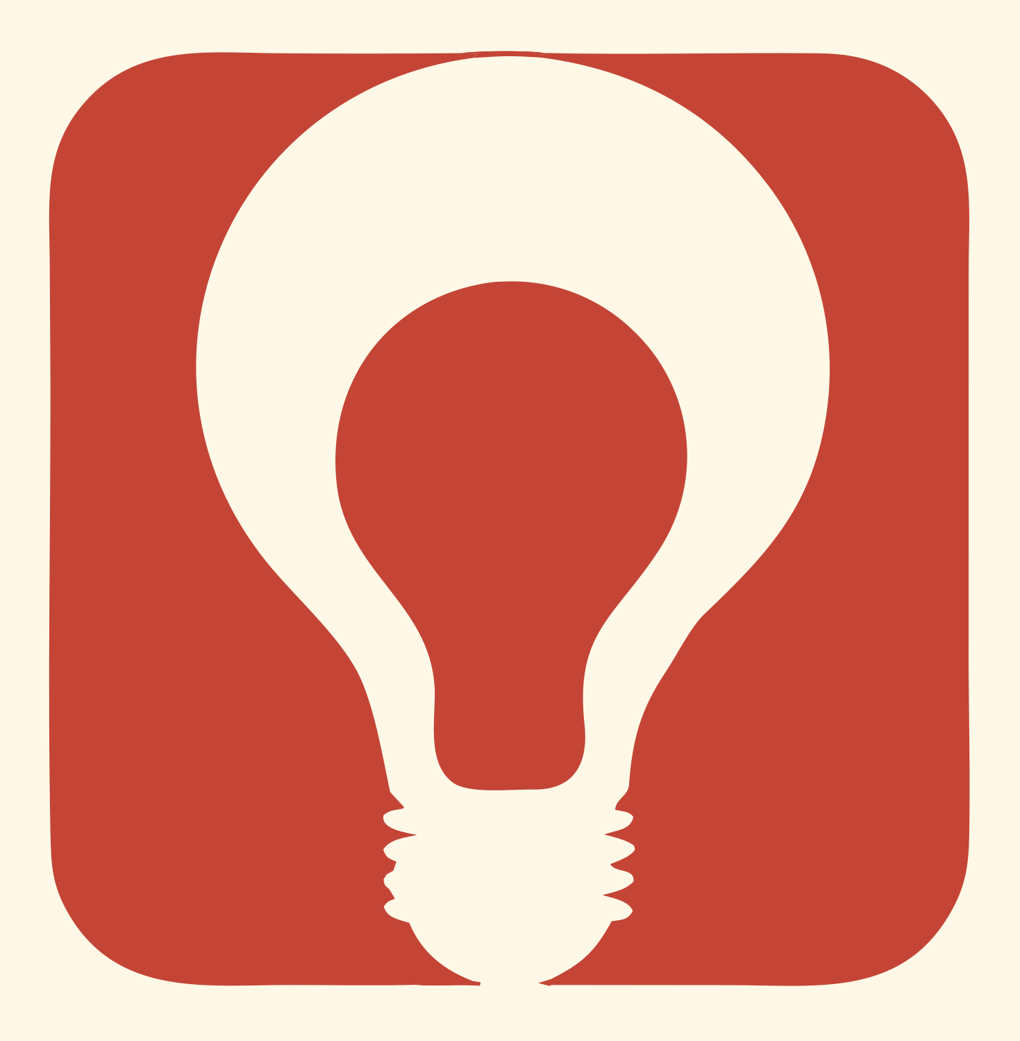 Negative Space Light Bulb Badge #fff8e7/#c44536