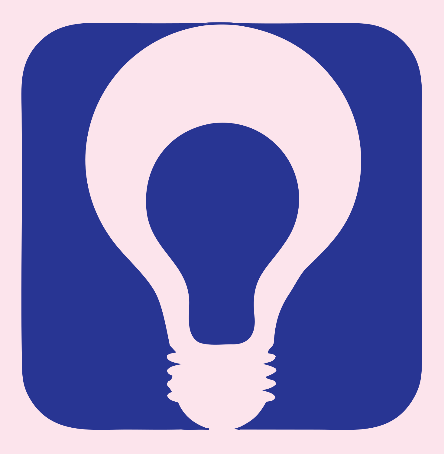 Negative Space Light Bulb Badge #fce4ec/#283593