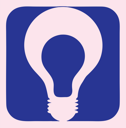 Negative Space Light Bulb Badge #fce4ec/#283593