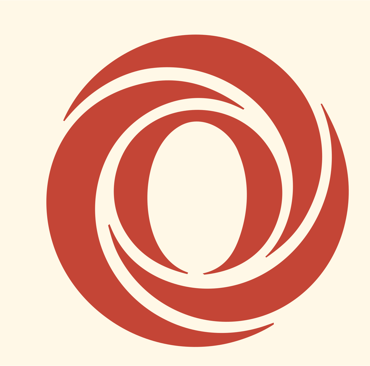 Negative Space Orbit Bulb Icon #fff8e7/#c44536