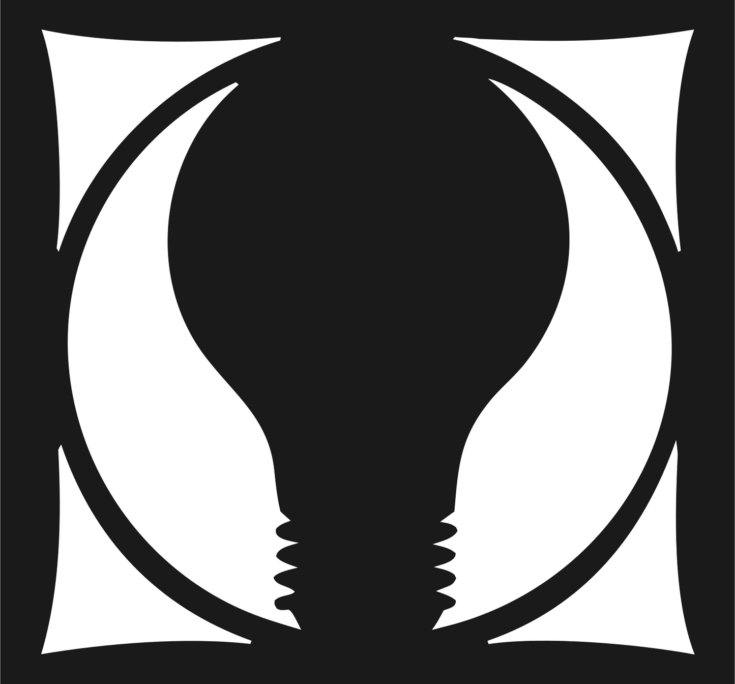 Negative Space Mirrored Bulb Mark #1a1a1a/#ffffff