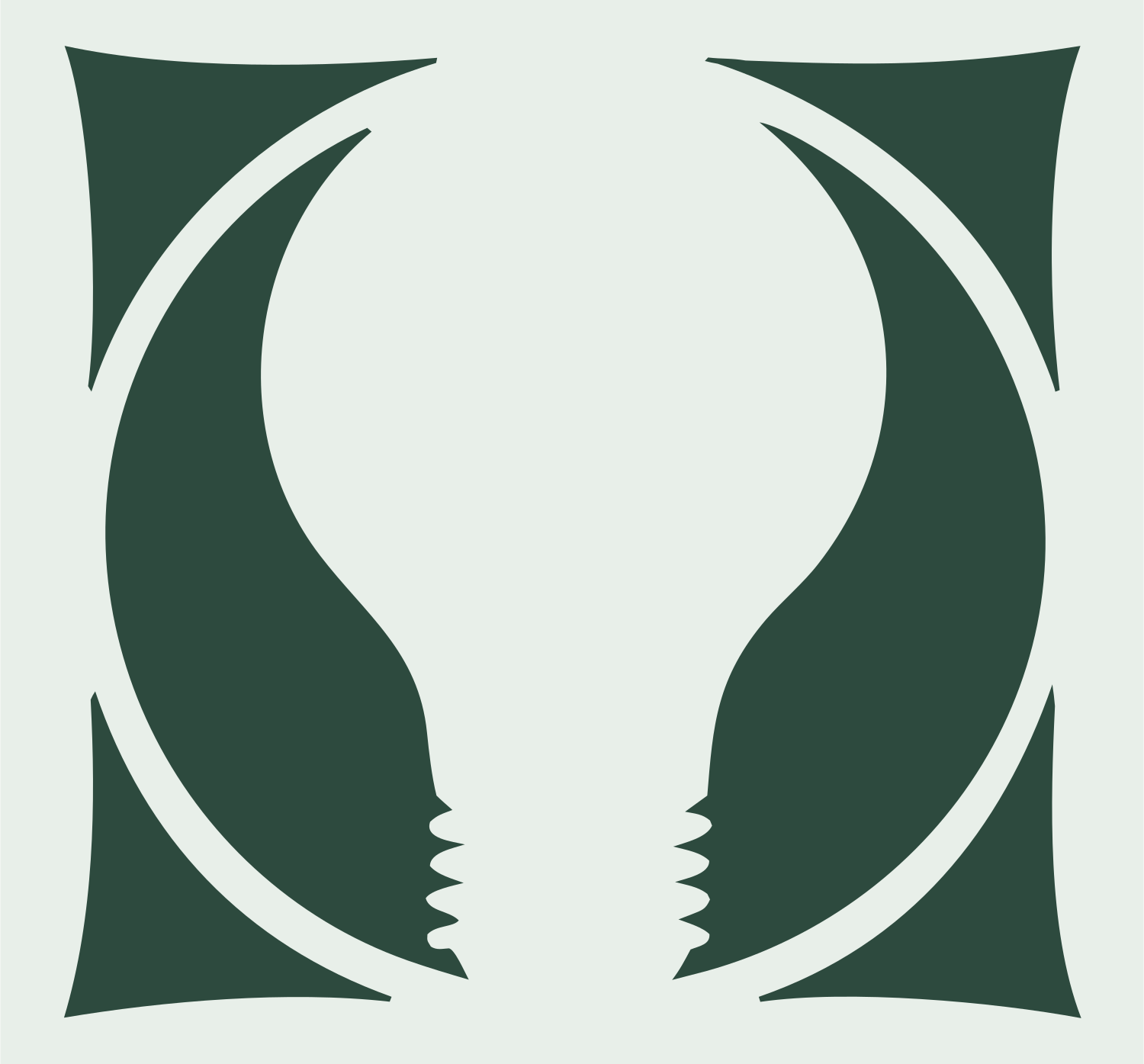 Negative Space Mirrored Bulb Mark #e8efe9/#2d4a3e