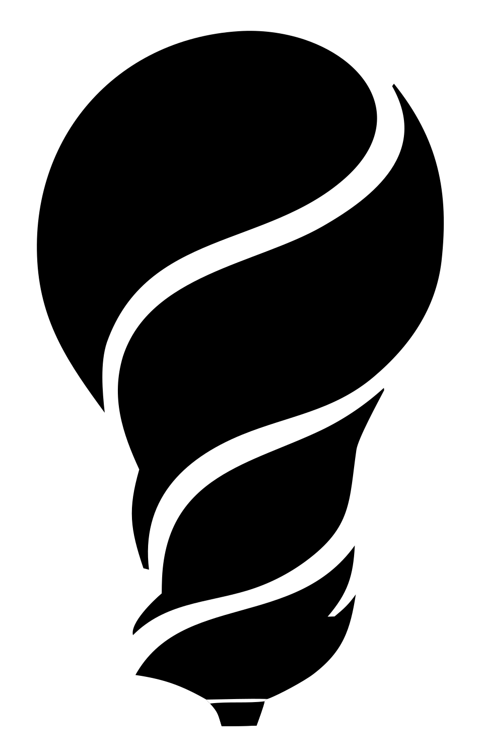 Negative Space Swirl Bulb Icon #ffffff/#000000