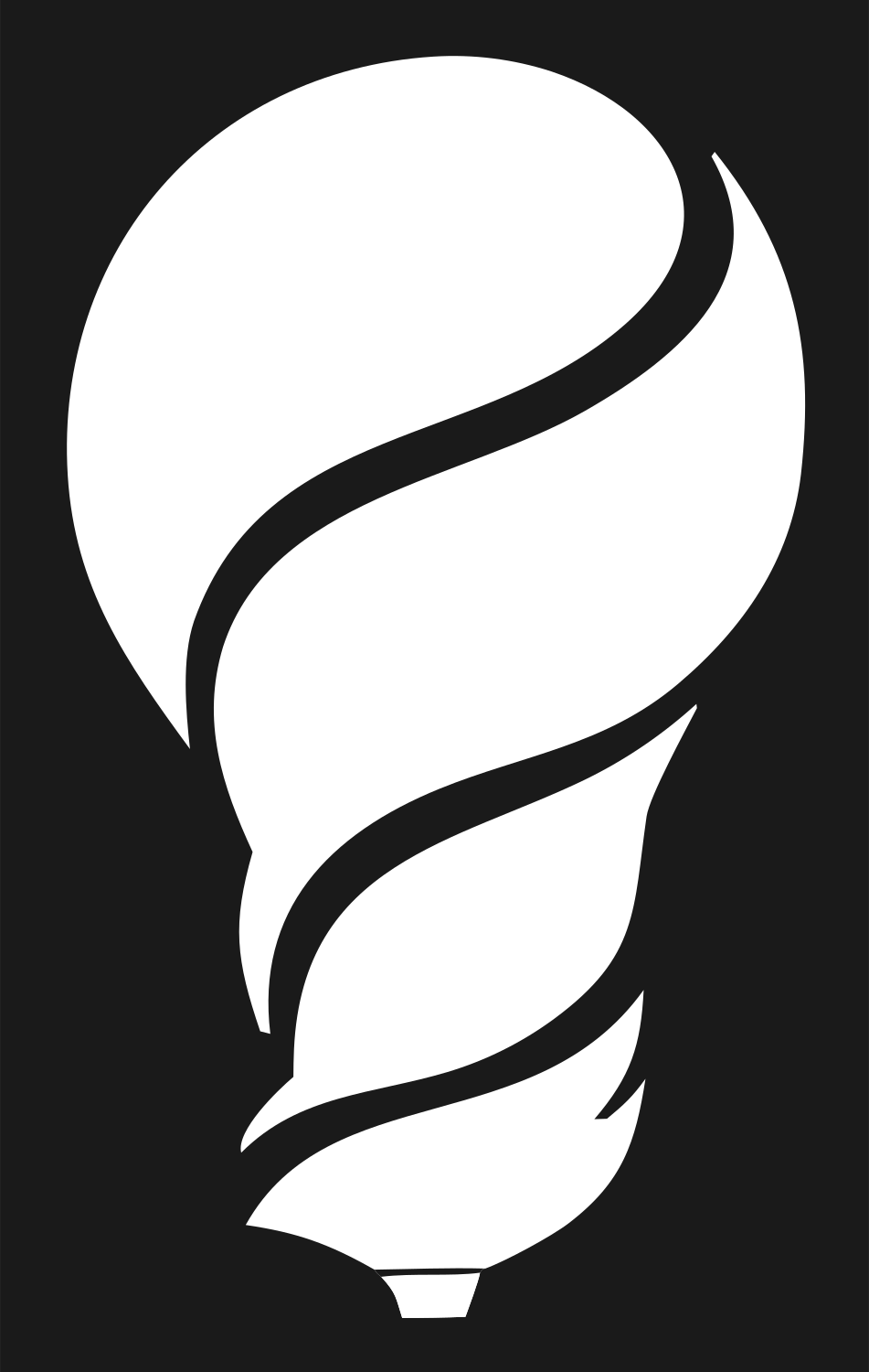 Negative Space Swirl Bulb Icon #1a1a1a/#ffffff
