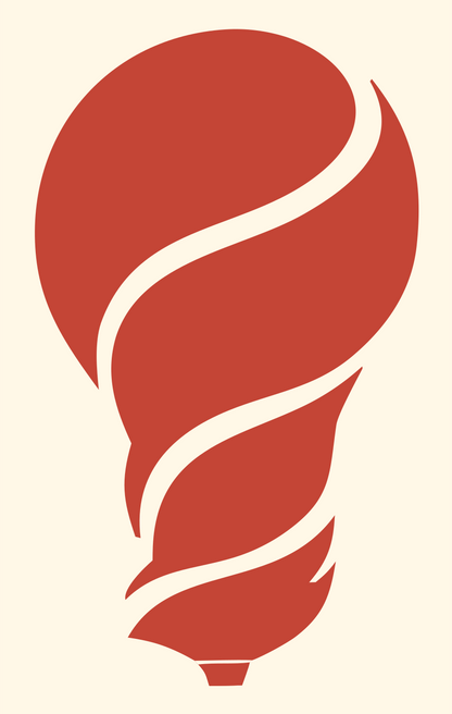 Negative Space Swirl Bulb Icon #fff8e7/#c44536