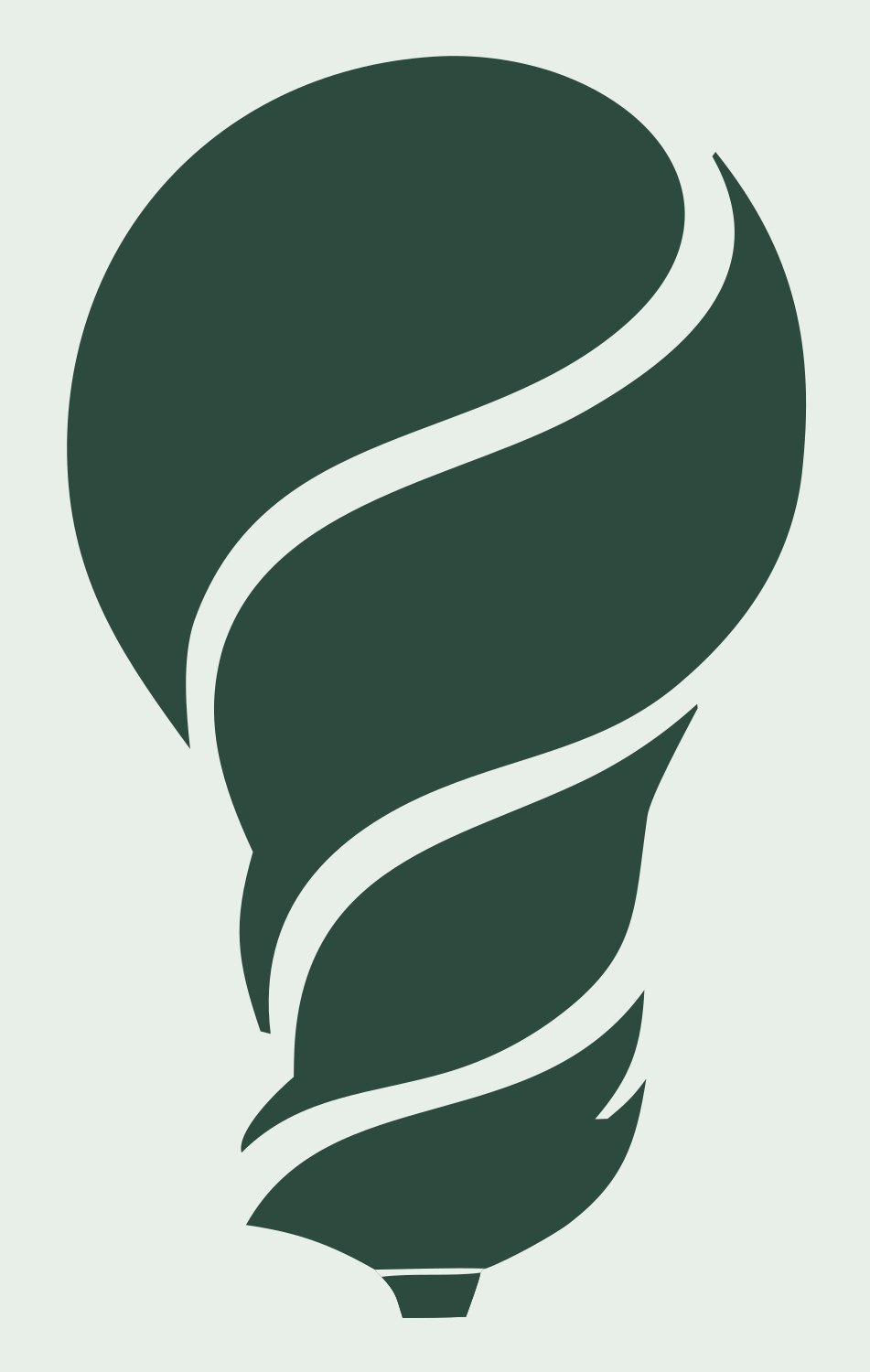 Negative Space Swirl Bulb Icon #e8efe9/#2d4a3e