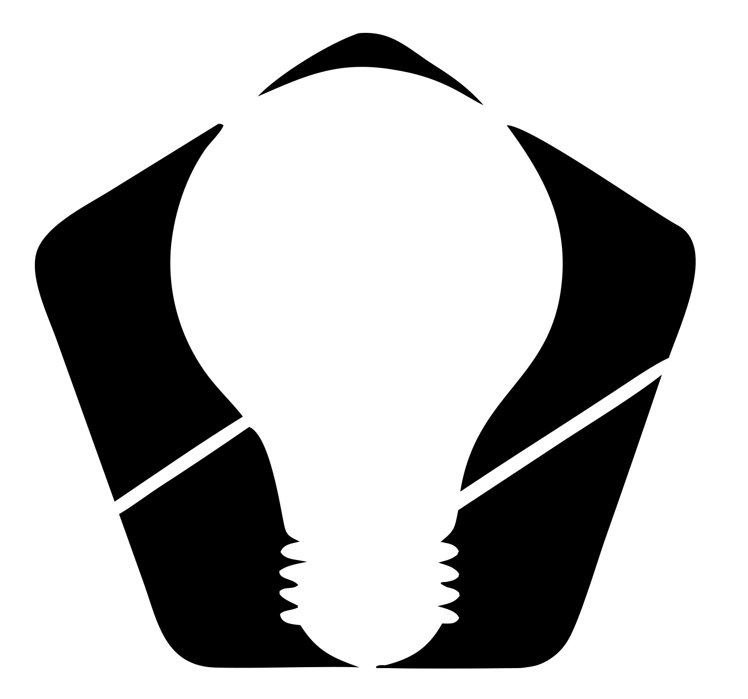 Negative Space Pentagon Bulb Logo #ffffff/#000000