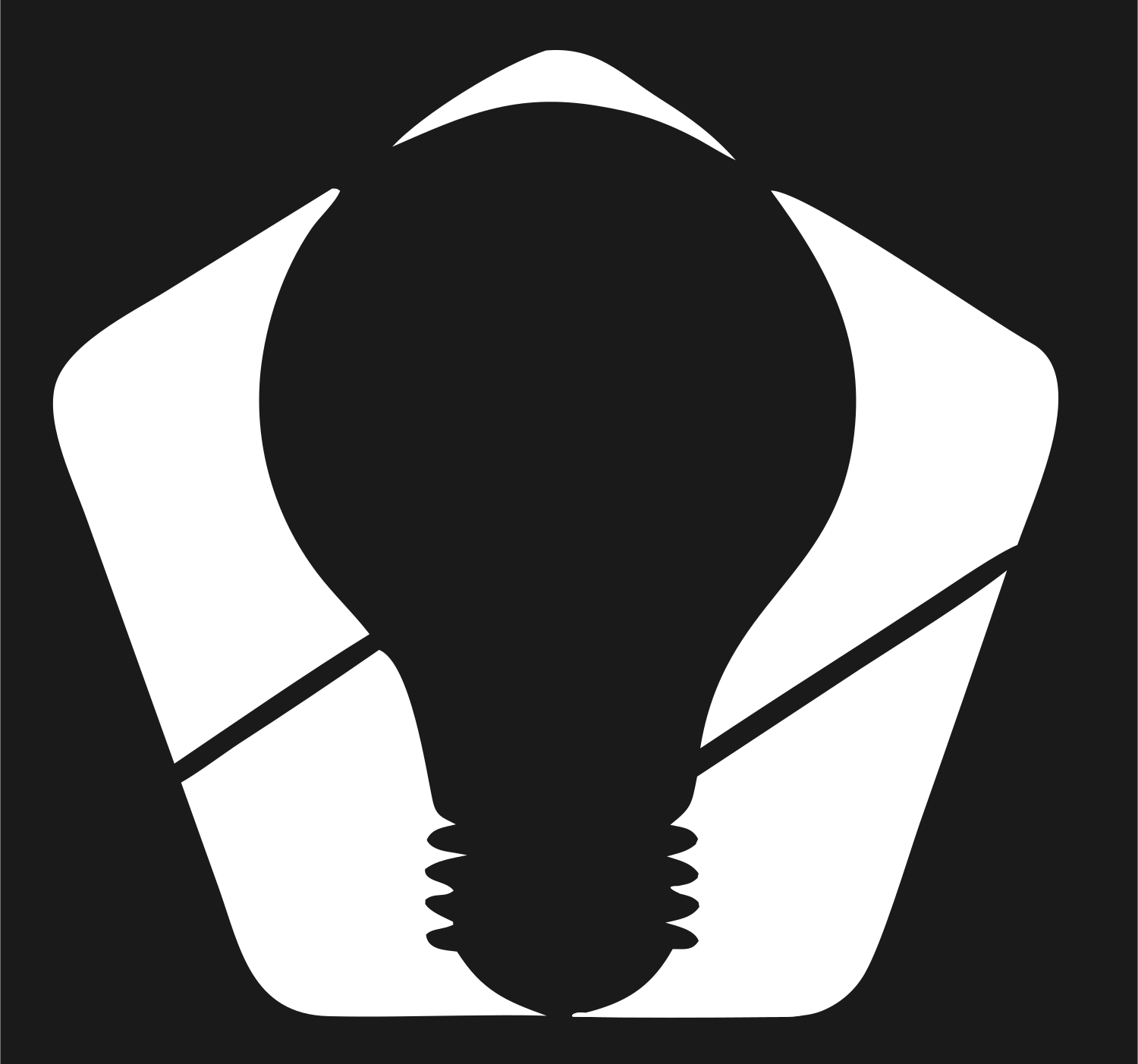 Negative Space Pentagon Bulb Logo #1a1a1a/#ffffff