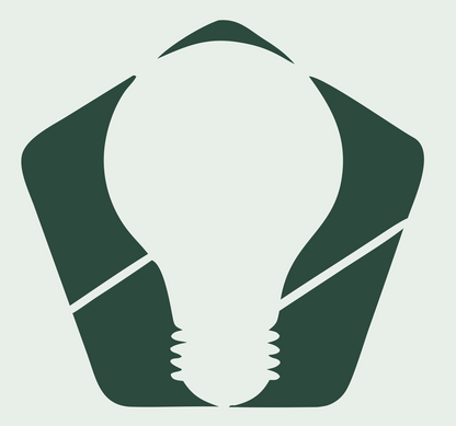 Negative Space Pentagon Bulb Logo #e8efe9/#2d4a3e
