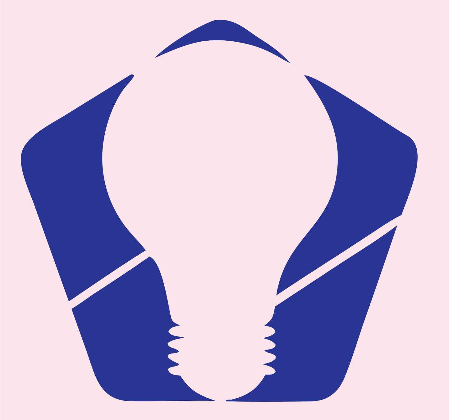 Negative Space Pentagon Bulb Logo #fce4ec/#283593