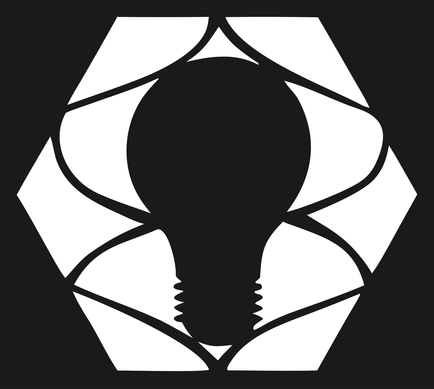 Negative Space Hexagon Bulb Emblem #1a1a1a/#ffffff