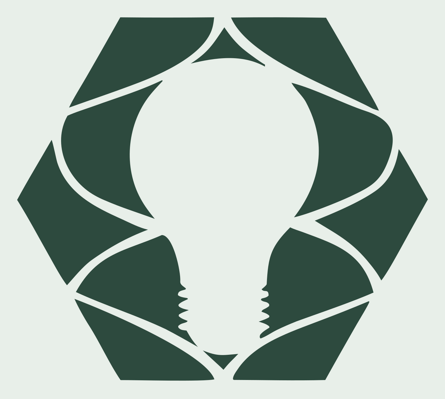 Negative Space Hexagon Bulb Emblem #e8efe9/#2d4a3e