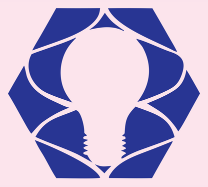 Negative Space Hexagon Bulb Emblem #fce4ec/#283593