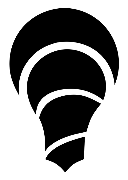 Negative Space Shell Bulb Icon #ffffff/#000000