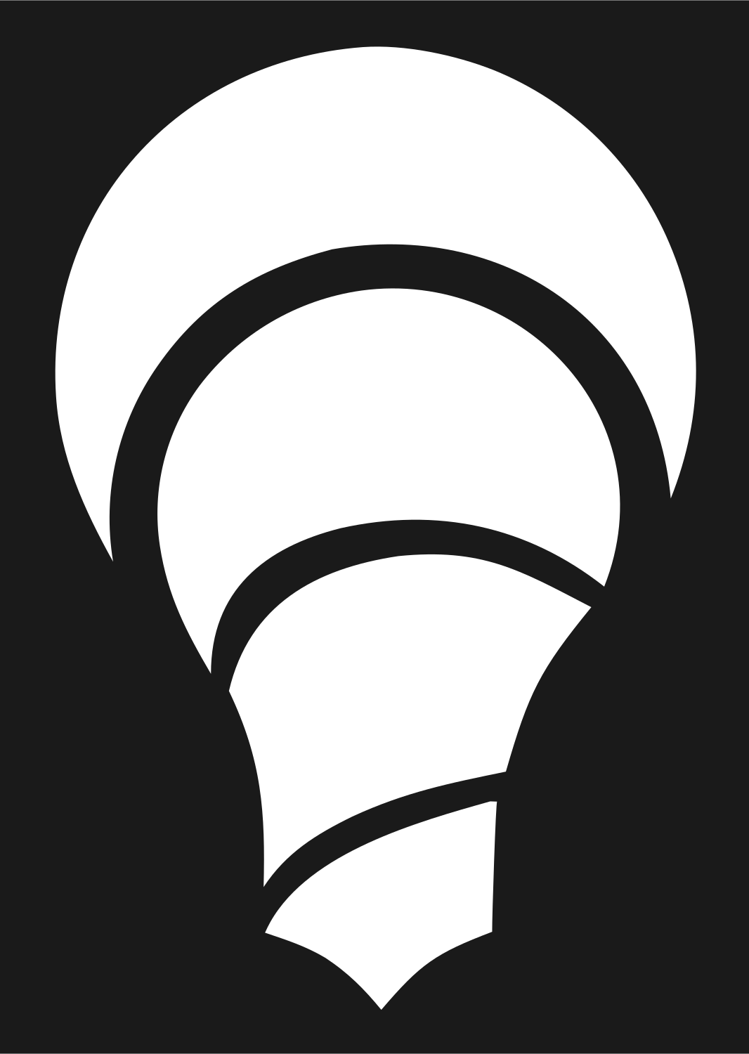 Negative Space Shell Bulb Icon #1a1a1a/#ffffff