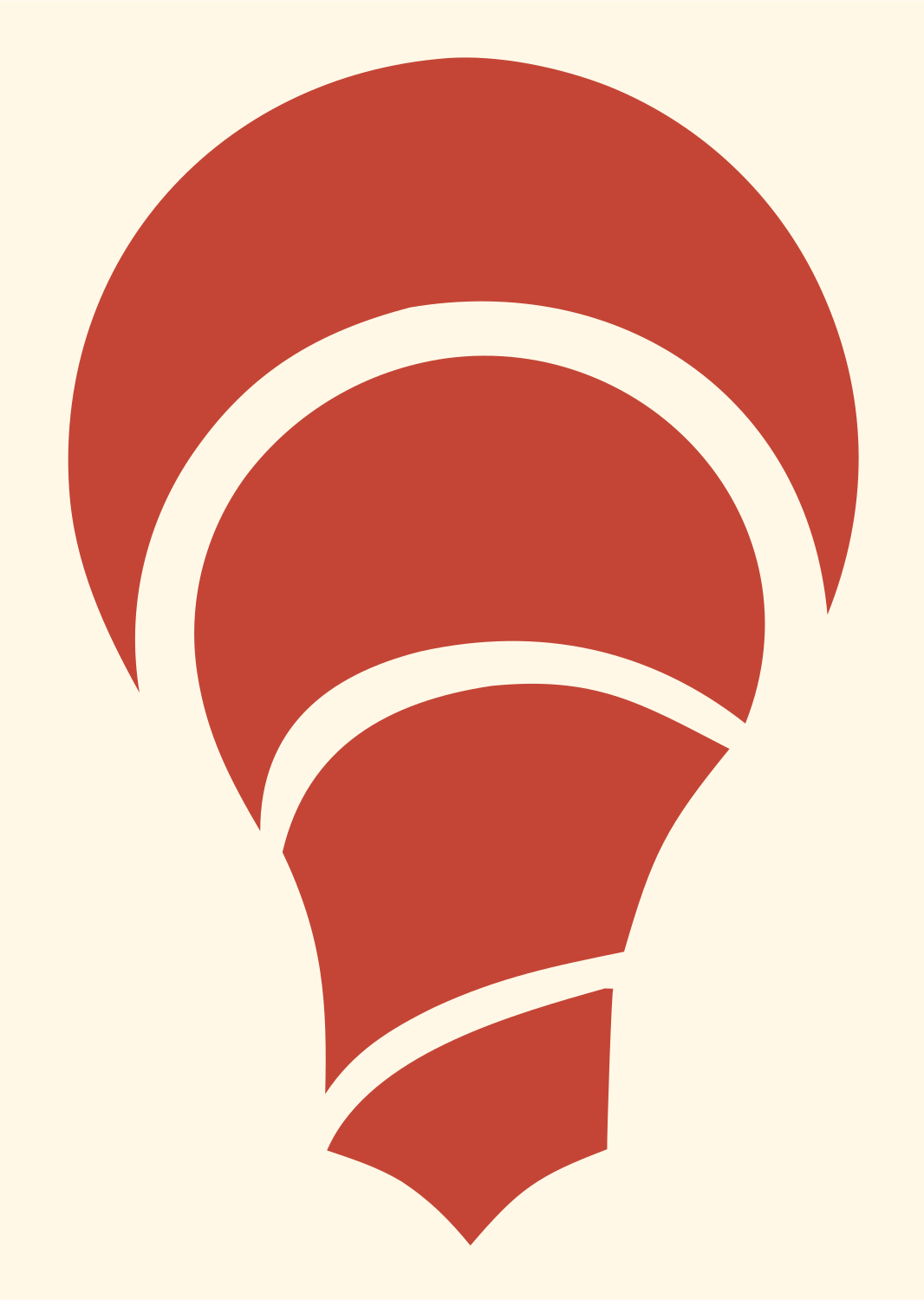 Negative Space Shell Bulb Icon #fff8e7/#c44536