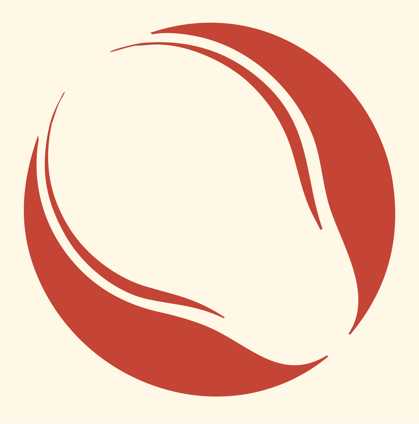 Negative Space Circle Bulb Logo #fff8e7/#c44536