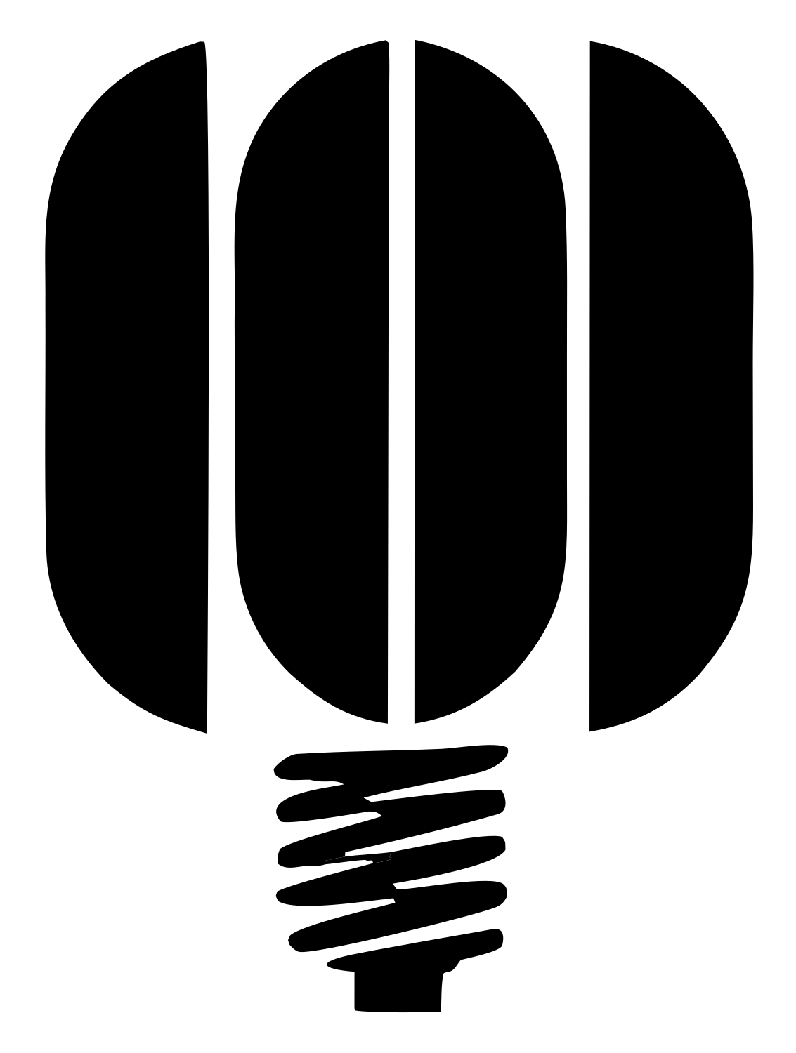 Blocky CFL Bulb Icon #ffffff/#000000